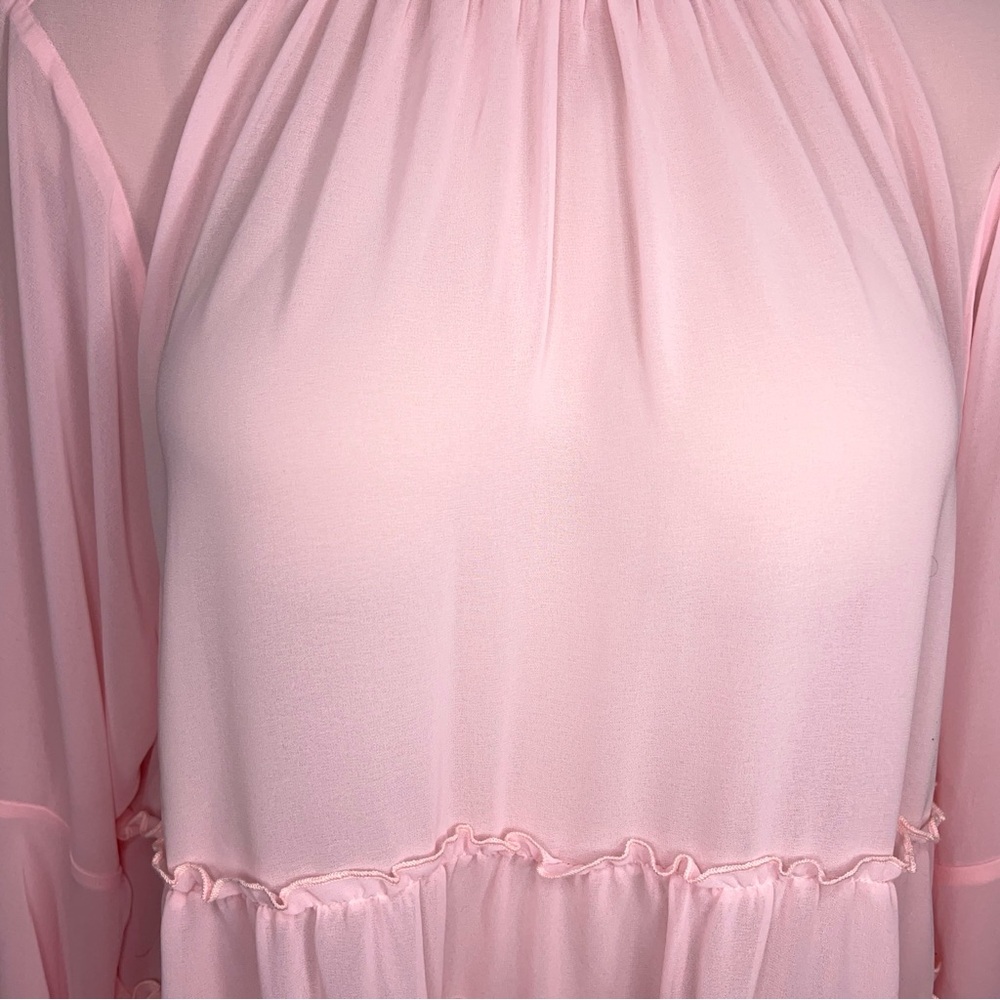 Size 26 Torrid 4 Pink Ruffle Blouse Long Sleeve Feminine Coquette Pastel - Picture 4 of 15